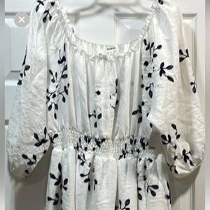 NWT Kindred dress with navy and white embroidery; skirt portion is lined.